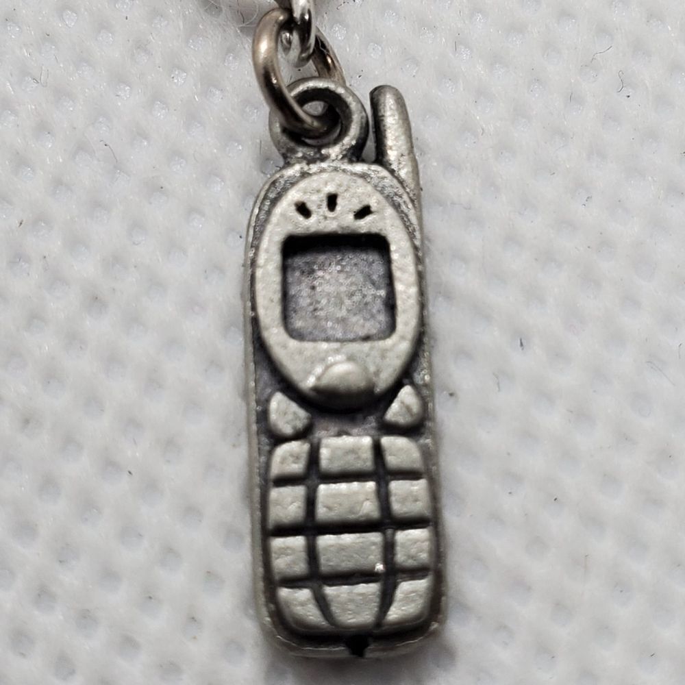 Silver Tone Y2K Cell Phone Charm - Picture 2 of 3